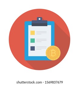 bitcoin and Currency flat icons for bitcoin  and list 