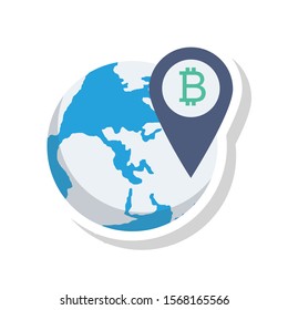 bitcoin & Currency flat icons for bitcoin  & map 