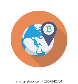 bitcoin and Currency flat icons for bitcoin  and map 