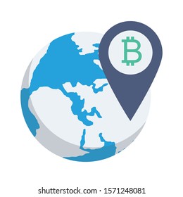 bitcoin & Currency flat icons for bitcoin  & map 