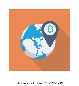 bitcoin & Currency flat icons for bitcoin  & map 