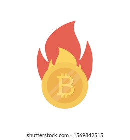 bitcoin and Currency flat icons for moeny  and fire 