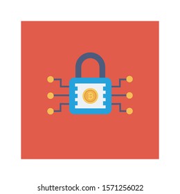 bitcoin & Currency flat icons for bitcoin  & padlock 