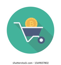bitcoin and Currency flat icons for shooping  and trolley 