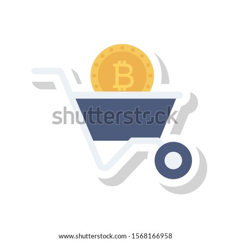 bitcoin & Currency flat icons for shooping  & trolley 