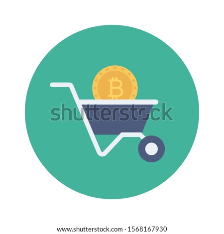 bitcoin & Currency flat icons for shooping  & trolley 