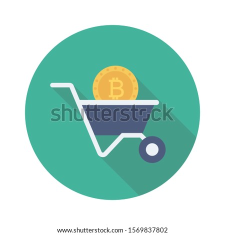 bitcoin and Currency flat icons for shooping  and trolley 