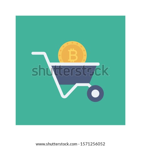 bitcoin & Currency flat icons for shooping  & trolley 