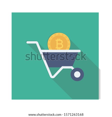 bitcoin & Currency flat icons for shooping  & trolley 