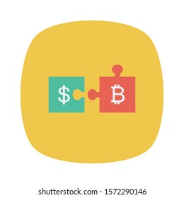 bitcoin & Currency flat icons for teamwork & puzzle 