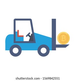 bitcoin and Currency flat icons for vehicle  and crane 