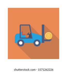 bitcoin & Currency flat icons for vehicle  & crane 