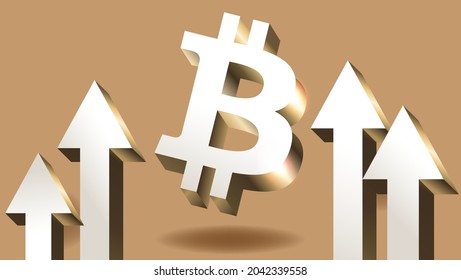 Bitcoin currency goes up - Crypto coin with growth graph. International stock exchange. Bitcoin uptrend to the moon, vector news banner.