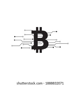 Plantilla vectorial de diseño de logotipo de icono de moneda de Bitcoin