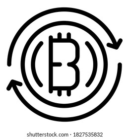 Icono de moneda de bitcoin. Icono de vector de moneda de bitcoin de esquema para diseño web aislado en fondo blanco