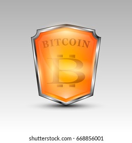 Bitcoin currency red shield
