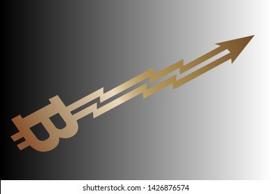 Bitcoin Currency Symbol with Arrow Up Vector illustration