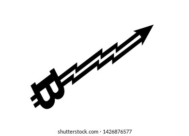 Bitcoin Currency Symbol with Arrow Up Vector illustration