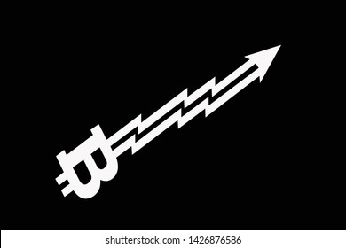 Bitcoin Currency Symbol with Arrow Up Vector illustration