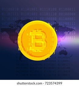 bitcoin currency symbol digital vector background