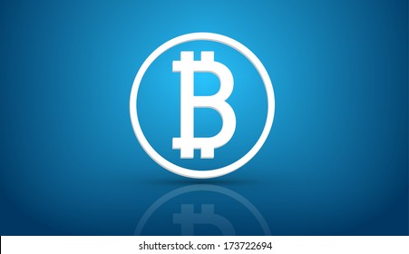 Bitcoin currency symbol icon on blue background