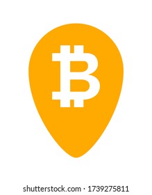 bitcoin currency symbol in orange pin point for icon, cryptocurrency bitcoin money for app symbol, simple flat bitcoin money, currency digital bitcoin coin for financial concept, isolated on white