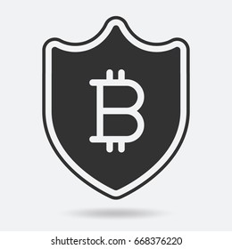 Bitcoin currency symbol in shield