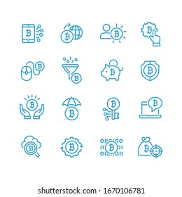 Bitcoin and currency vector icon set