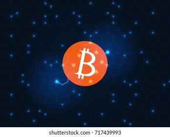 Bitcoin Cyber security Concept  on Abstract Technology background. Vector illustration