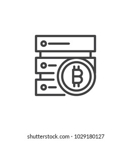 Bitcoin data center outline icon. linear style sign for mobile concept and web design. Cryptocurrency mining hardware simple line vector icon. Symbol, logo illustration. Pixel perfect vector graphics