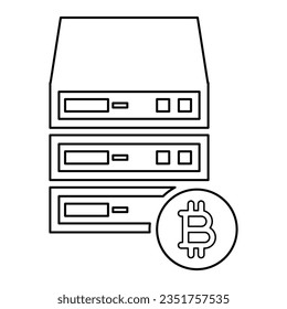 Icono De Base De Datos De Bitcoin En Estilo De Esquema