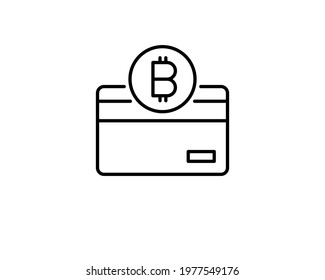 Bitcoin Debit Card Icon. Modern financial technology sign. Digital graphic symbol. Bank Debit Cards with Bitcoin logo on the front side. Concept design elements