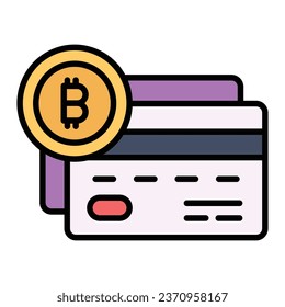 Bitcoin debit card vector design in modern style, ready to use icon