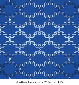 Bitcoin Decentralized Cryptocurrency vector Crypto concept seamless pattern in thin line style