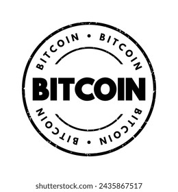Bitcoin - moneda digital descentralizada, sin un banco central o administrador único, sello de concepto de texto