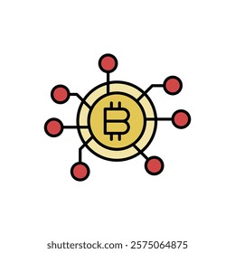 Bitcoin decentralized network vector icon isolated on white background