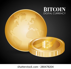 Bitcoin design over black background, vector illustration.