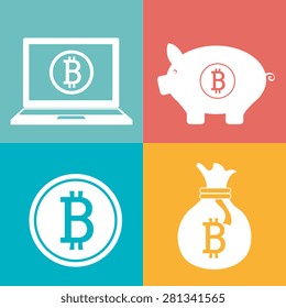 Bitcoin design over colorful background, vector illustration.