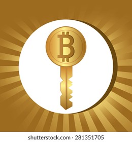 Bitcoin design over gold background, vector illustration.