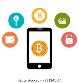 Bitcoin design over white background, vector illustration.