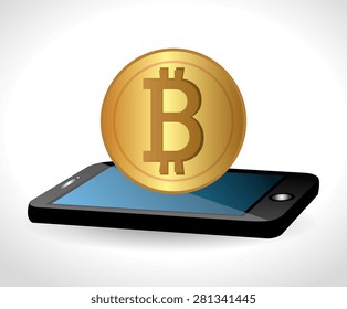 Bitcoin design over white background, vector illustration.