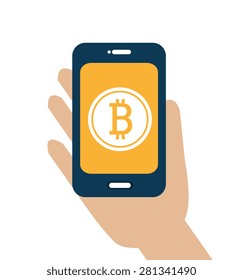 Bitcoin design over white background, vector illustration.