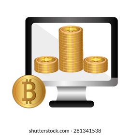 Bitcoin design over white background, vector illustration.