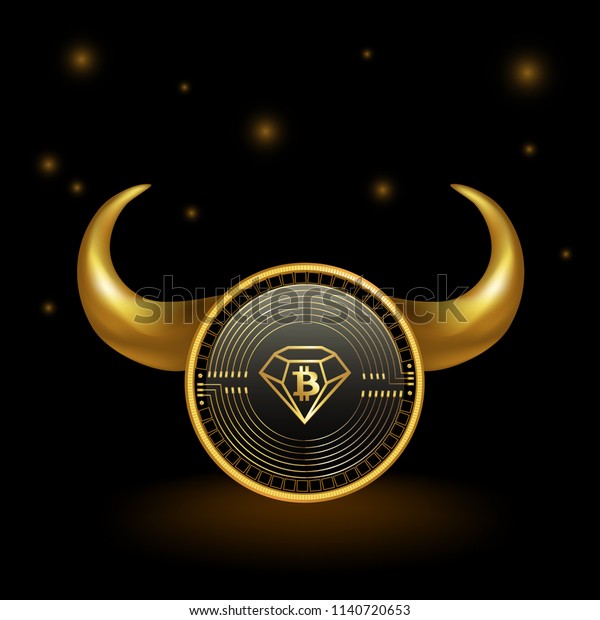 Bitcoin Diamond Cryptocurrency Coin Bull Market Stock Vector - 