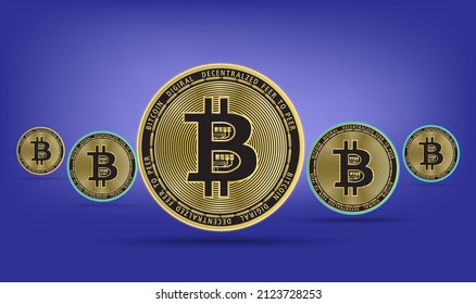 bitcoin digital coin vector tight investment coin
with modern and futuristic technology on abstract blue background