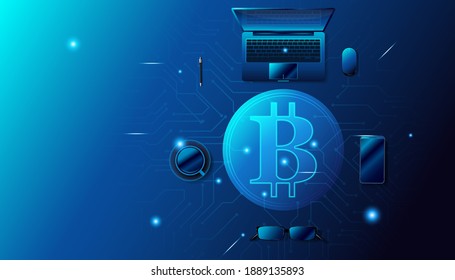 Bitcoin digital concept. Futuristic crypto currency technology. Vector illustration design.