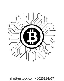 Bitcoin digital cryptocurrency logo, vector illustration