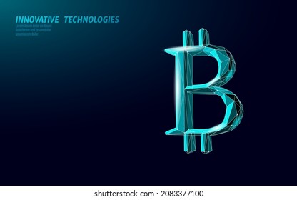 Bitcoin digital cryptocurrency sign 3D symbol. Big data information mining technology. Concept abstract web internet electronic payment vector illustration
