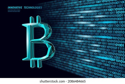 Bitcoin digital cryptocurrency sign 3D symbol. Big data information mining technology. Concept abstract web internet electronic payment vector illustration