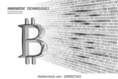Bitcoin digital cryptocurrency sign 3D symbol. Big data information mining technology. Concept abstract web internet electronic payment vector illustration